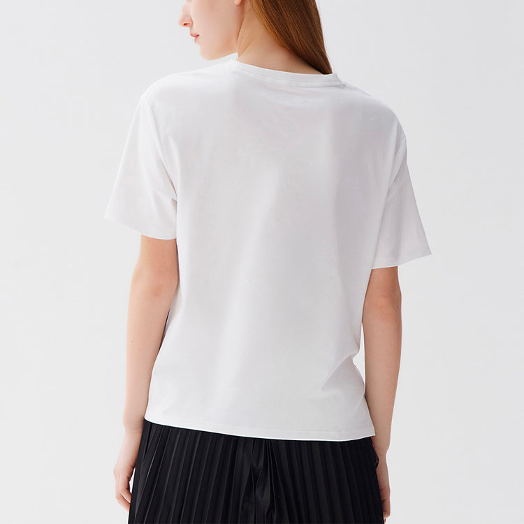 (WMNS) FILA Printing Pattern Round Neck Short Sleeve White F11W128114F-WT
