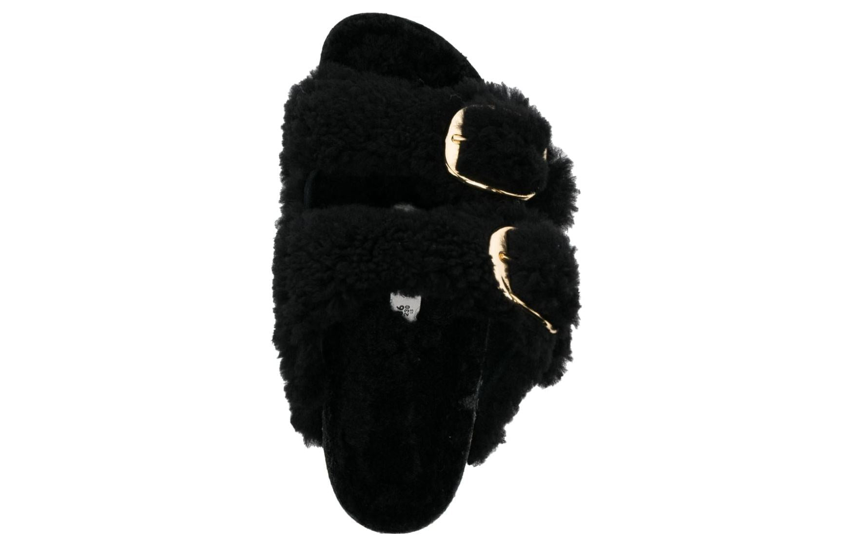 (WMNS) Birkenstock Arizona Big Buckle Shearling Narrow Fit 'Black Gold' 1025920