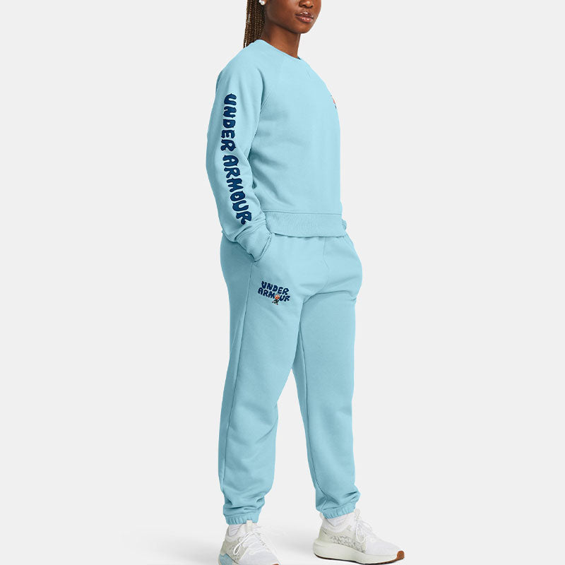 (WMNS) Under Armour Heavyweight Terry Crew Pullover 'Light Blue' 1379833-490