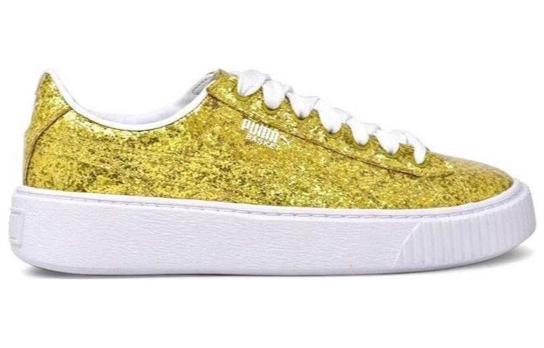 (WMNS) PUMA Basket Platform Glitter 'Gold' 364093-02