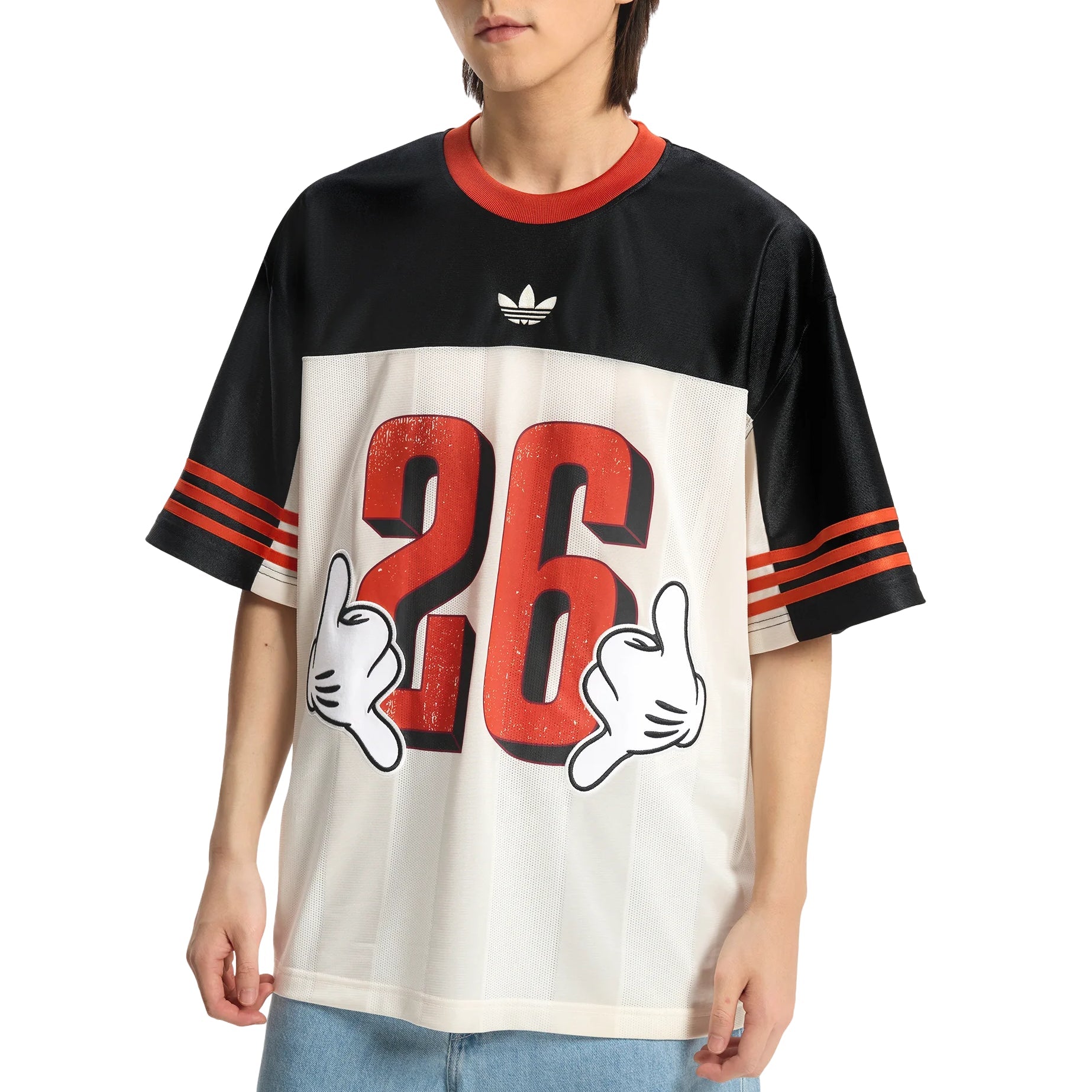 adidas x Disney Mickey Mouse Jersey Asia Sizing 'Black Wonder White' KU3104