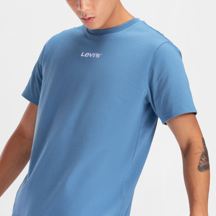 Men's Levis Round Neck Logo Short Sleeve Blue T-Shirt 16711-0002