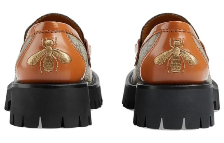 (WMNS) Gucci GG Canvas Platform Loafers Horsebit 'Brown Leather' 723283-FAA0Q-9790