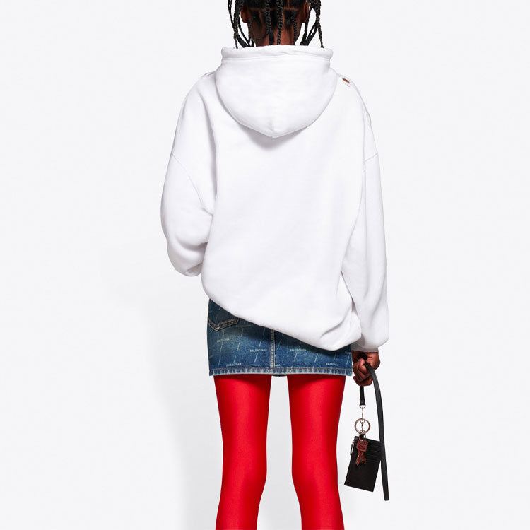 (WMNS) Balenciaga SS21 Printing Hoodie White 578135TJVL69040