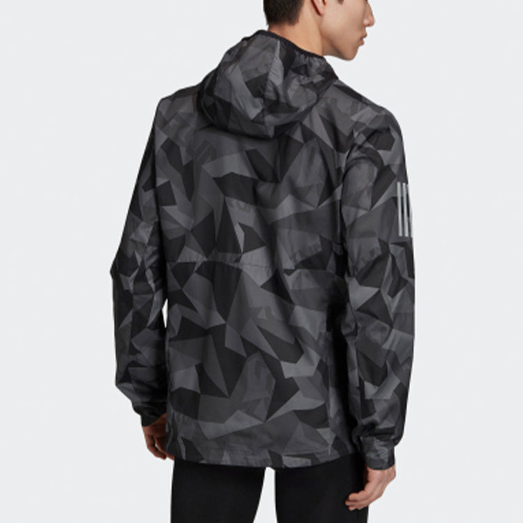 Men's adidas OWN The Run JKT Casual Sports Hooded Jacket Metallic Gray GC7937