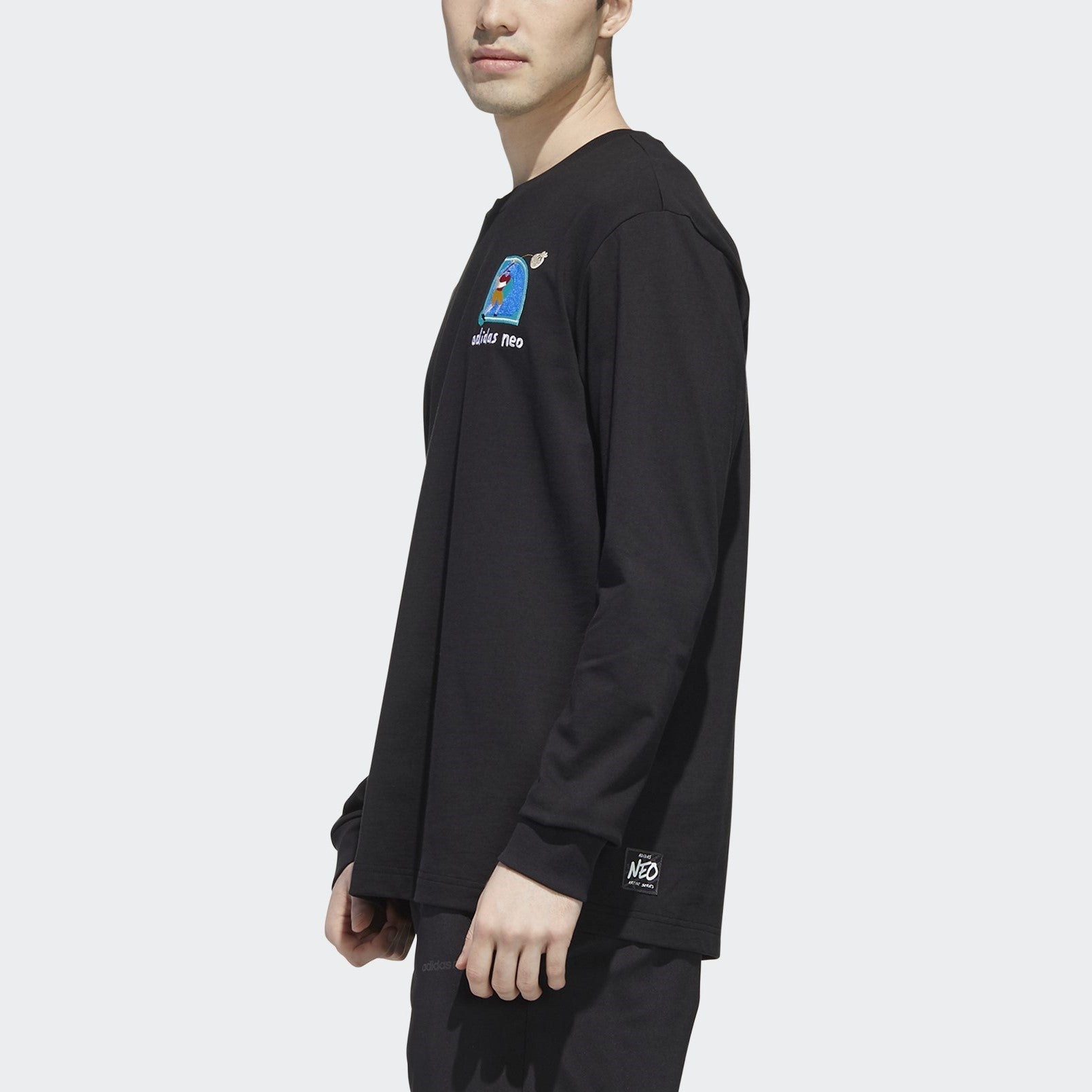 adidas neo M FD TEE LS Sports Round Neck Pullover Black GP5816