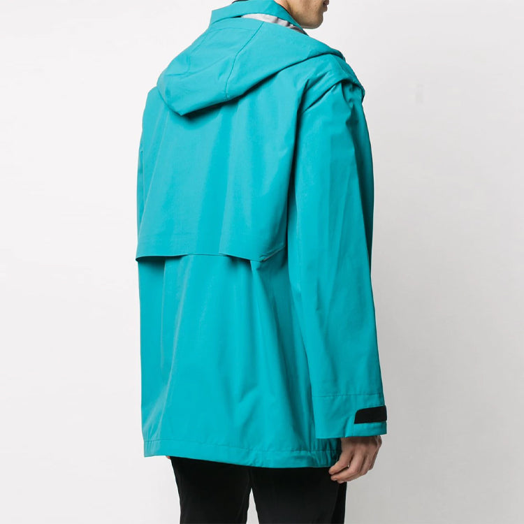 Men's Off-White Functional Material Detachable Windproof Jacket Loose Fit Lake Blue OMKI005R20G390043991
