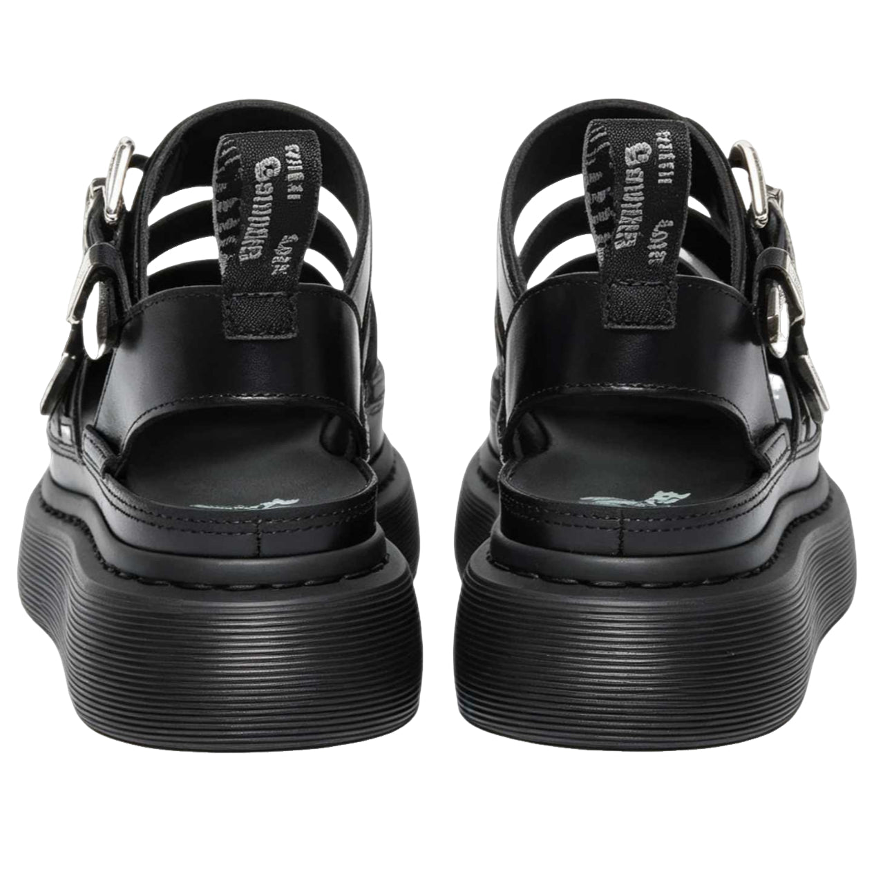 (WMNS) Dr. Martens Gryphon Quad Leather Gladiator Platform Sandals 'Black Altas' 43105001