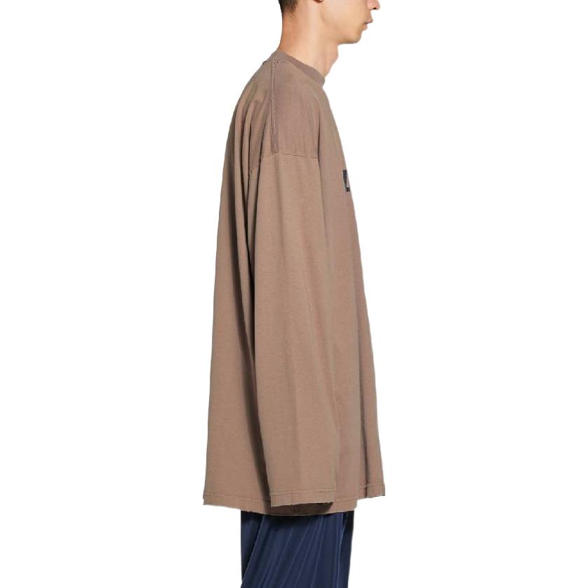 Balenciaga Caps Oversized Long Sleeve T-Shirt 'Khaki' 681046TNVL17761