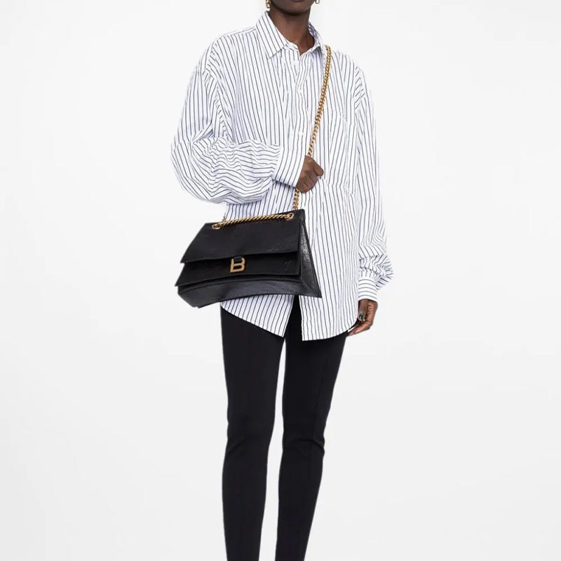 (WMNS) Balenciaga Crush Medium Chain Bag 'Black' 716393210IT1000