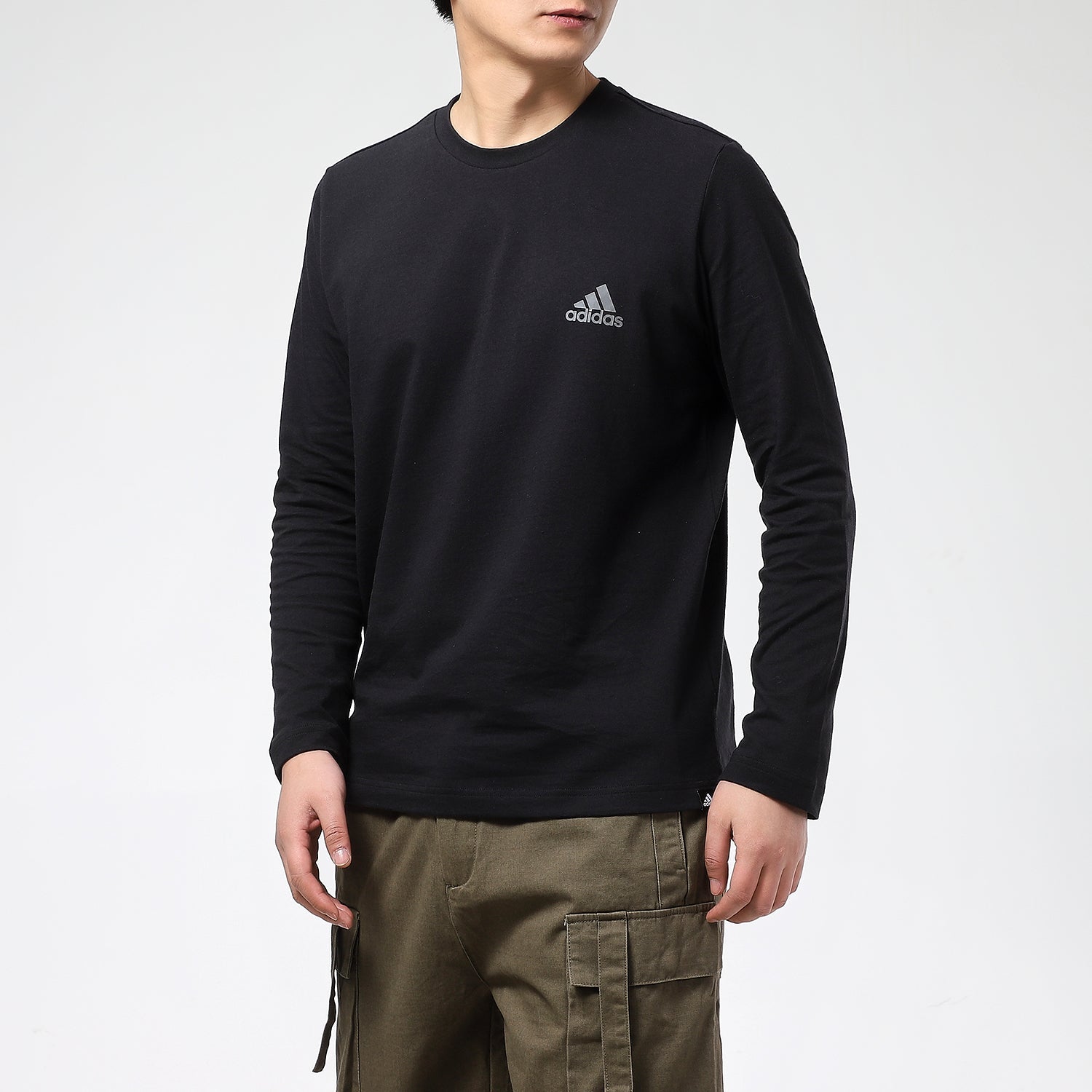 adidas Printed Solid Color Thin Crew Neck Pullover Men's Black GL3231