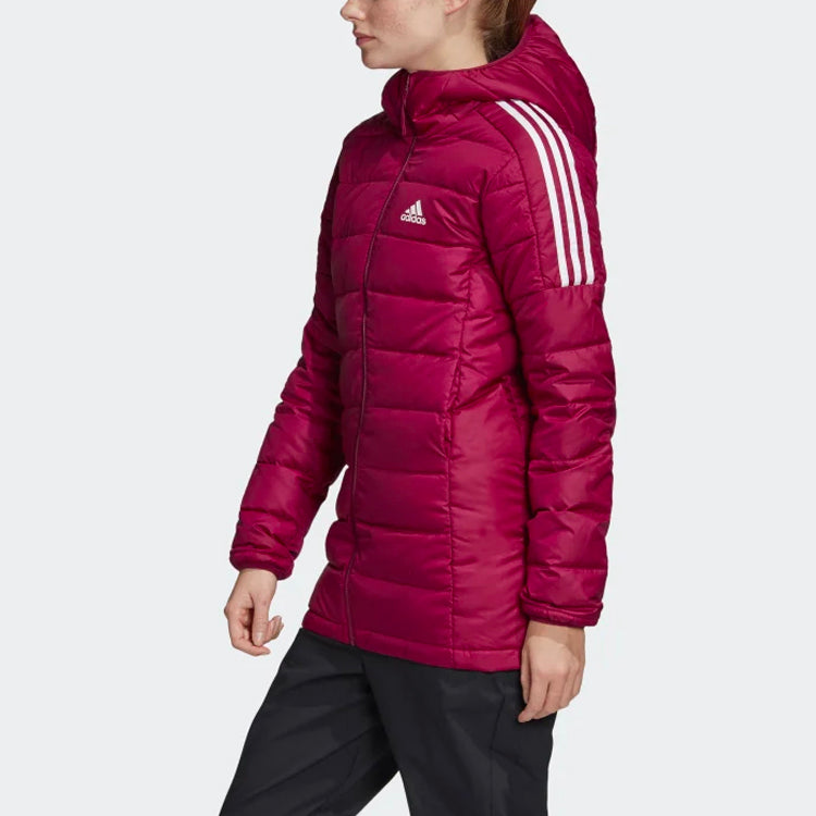 (WMNS) adidas Light Down Hooded Parka 'Power Berry' GH4592