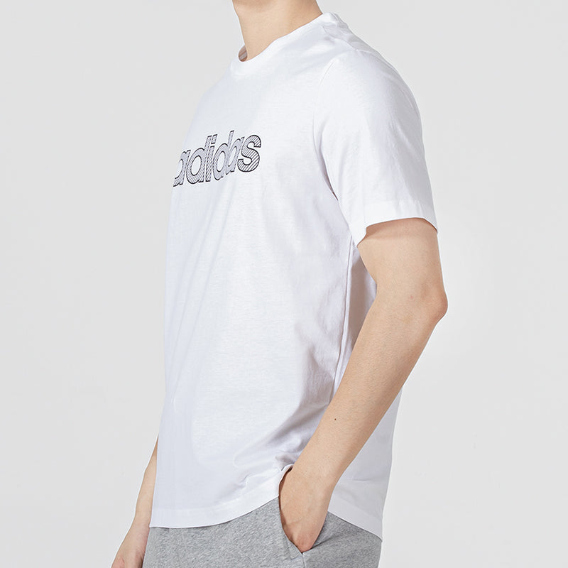 Men's adidas neo Athleisure Casual Sports Breathable Logo Solid Color Round Neck Short Sleeve White T-Shirt HD7069