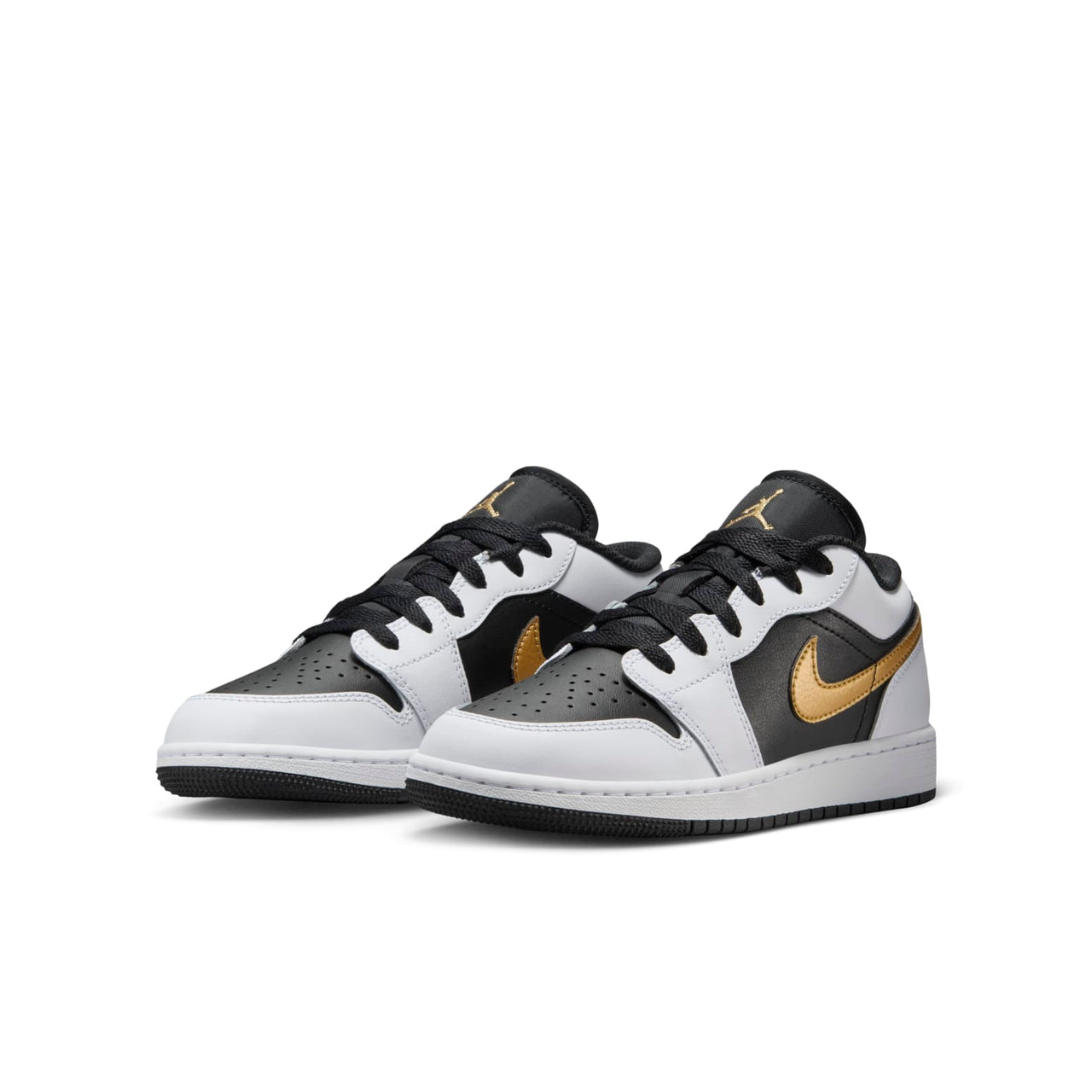 (GS) Air Jordan 1 Low 'White Black Metallic Gold Swoosh'  553560-172