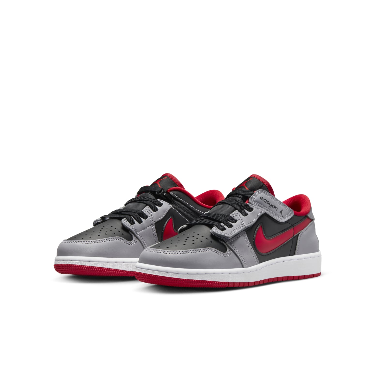 (GS) Air Jordan 1 Low FlyEase 'Black Cement Grey Fire Red' DN4639-060