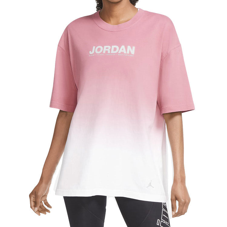 (WMNS) Air Jordan Gradient Alphabet Printing Short Sleeve 'Pink' CU6368-010
