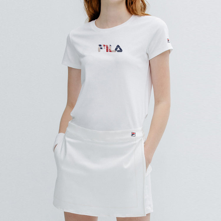 (WMNS) FILA Short Sleeve Casual Minimalistic Cozy Short Sleeve White F11W021125F-WT