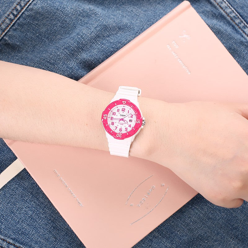 CASIO Waterproof Pink/White Analog LRW-200H-4B