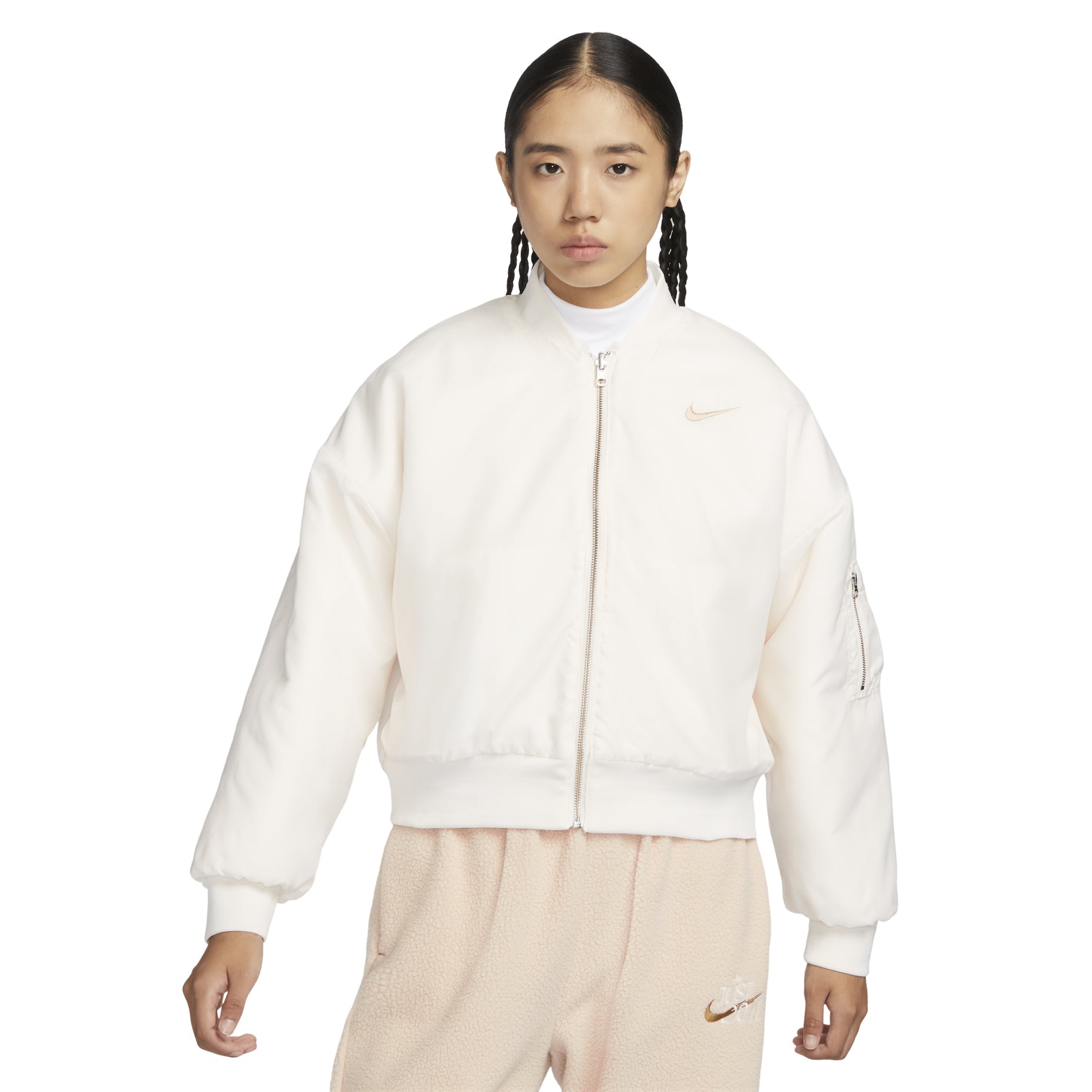 (WMNS) Nike sportswea Reversible Faux Fur Bomber Jacket 'Sail Sand' FB8693-133