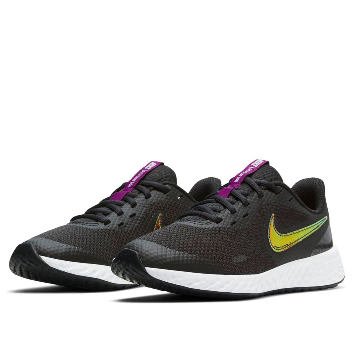 (GS) Nike Revolution 5 Power 'Black Iridescent Swoosh' CW3263-001