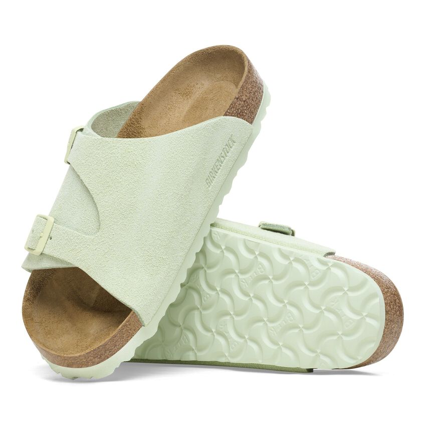 Birkenstock Zrich Suede Leather Narrow Fit Sandals 'Faded Lime' 1026826