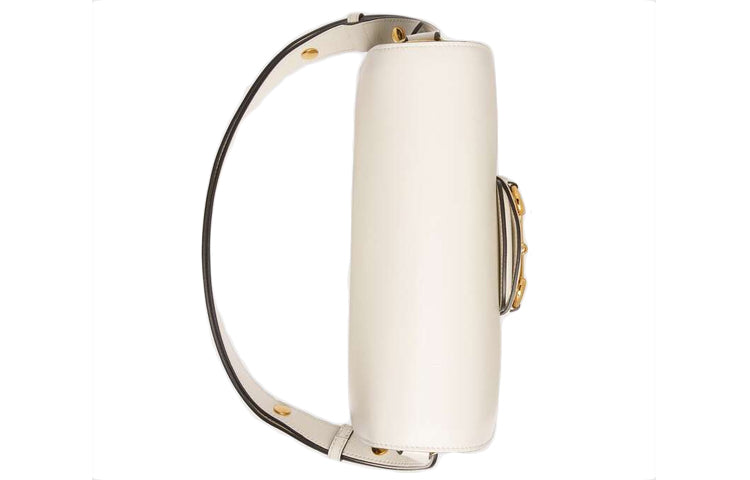 (WMNS) Gucci Horsebit 1955 Retro Gold buckle Leather Shoulder Messenger Bag Small White Classic 602204-1DB0G-9022
