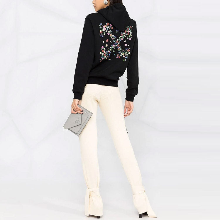 (WMNS) Off-White Flower Embroidered Arrow Hoodie Black OWBB035R21JER0031084