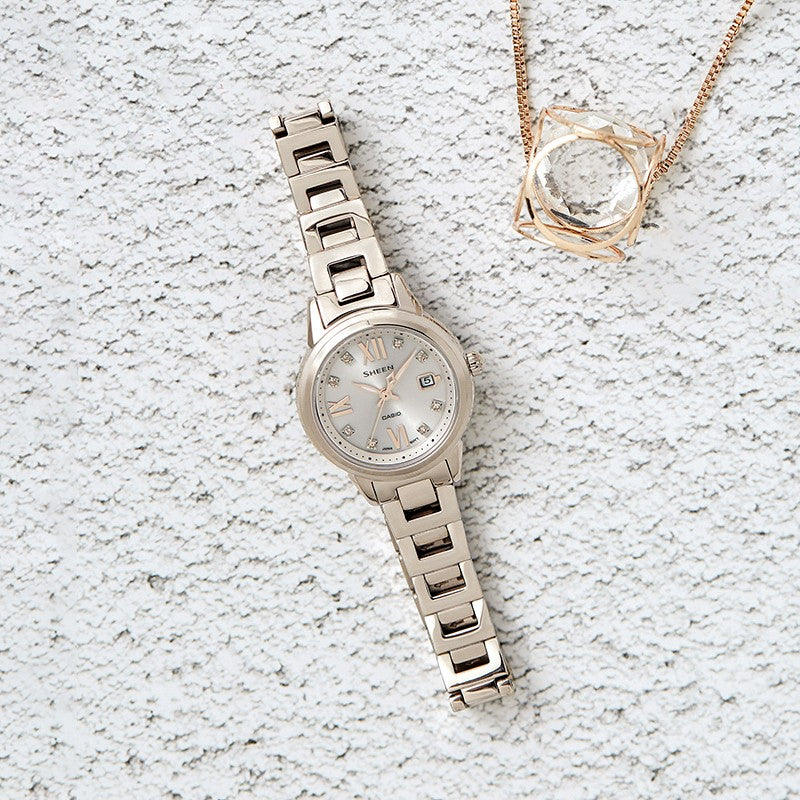 CASIO SHEEN Solar Powered Waterproof Quartz Sapphire Crystal White Analog SHE-4522CG-4A