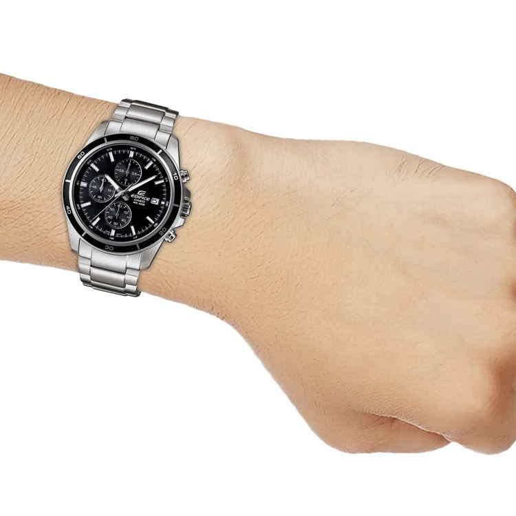 CASIO EDIFICE Serieses Men's Black/Silver Black DialSilver Strap Mens BlackSilver Analog EFR-526D-1AVUDF