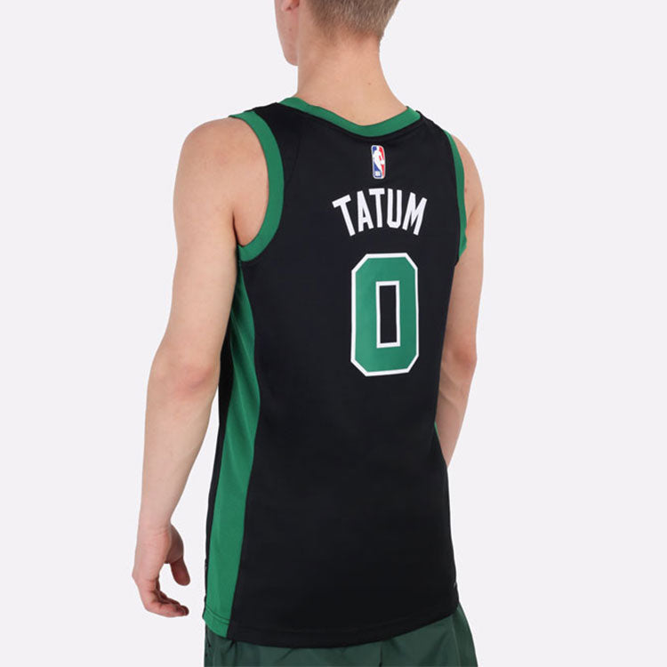 Air Jordan NBA Sports Basketball Jersey Vest SW Fan Edition Boston Celtics Tatum No. 0 'Black Green' CV9470-011