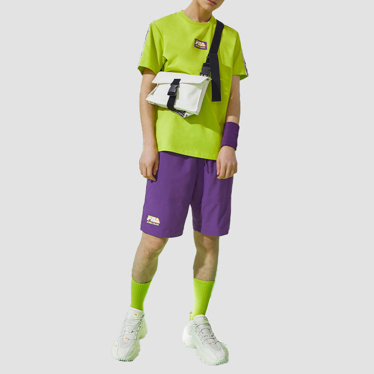FILA FUSION Multi-Color Alphabet Shoulder Short Sleeve Fluorescence Yellow Green T11M026104F-LG
