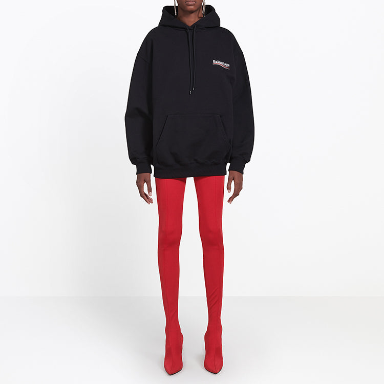 (WMNS) Balenciaga Cola Label Hoodie Black 528350TBV141000