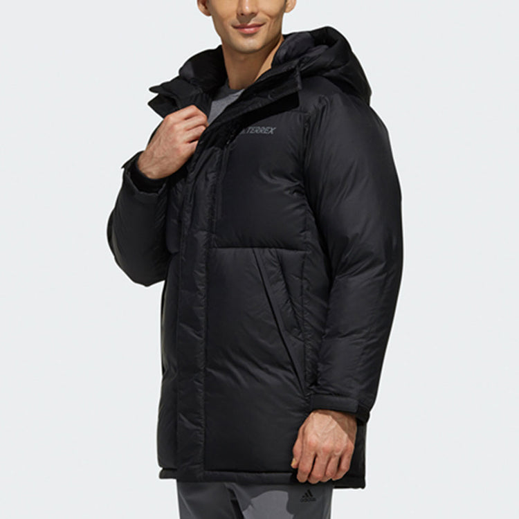 adidas Terrex Xplr Um Dwn Par Outdoor Windproof Stay Warm hooded down Jacket Black FJ9243