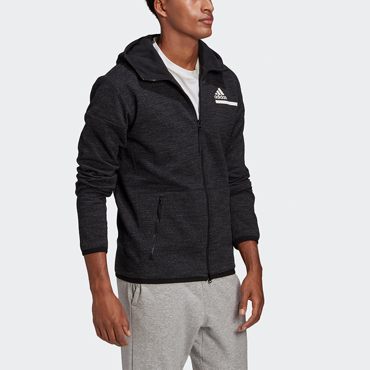 adidas Zne Fz M Winter Solid Color Fleece Lined Stay Warm Hooded Jacket Black GU2077