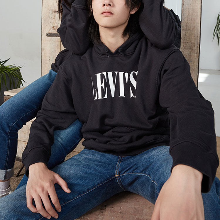 Men's Levis Fleece Lined Hooded Printing Black 38821-0001
