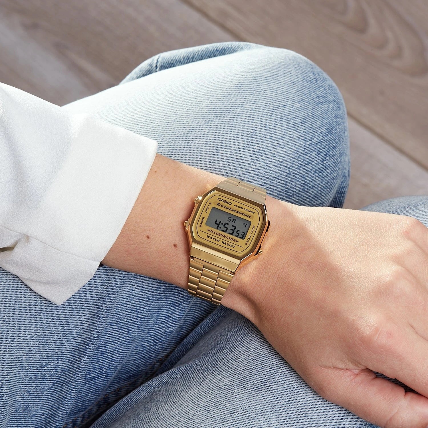 Casio Standard Digital Cube Watch 'Silver Gold' A168WG-9W