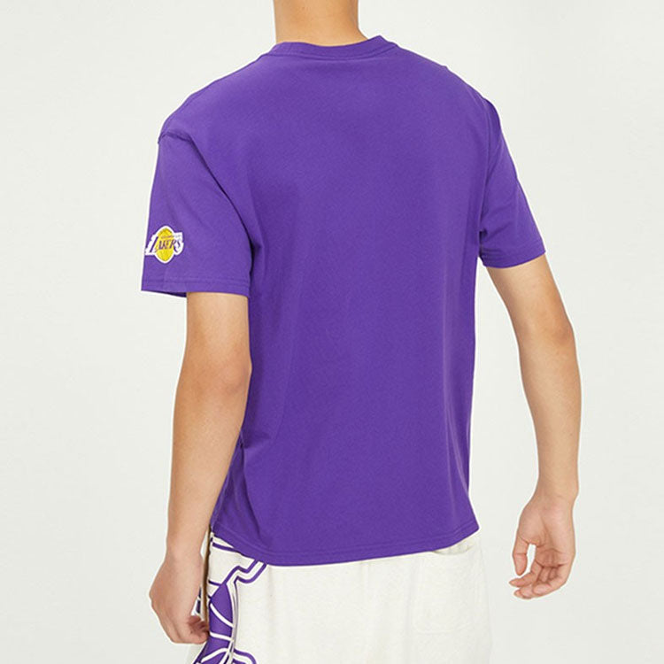 Air Jordan Los Angeles Lakers Alphabet Printing Round Neck Short Sleeve Purple DA6513-547