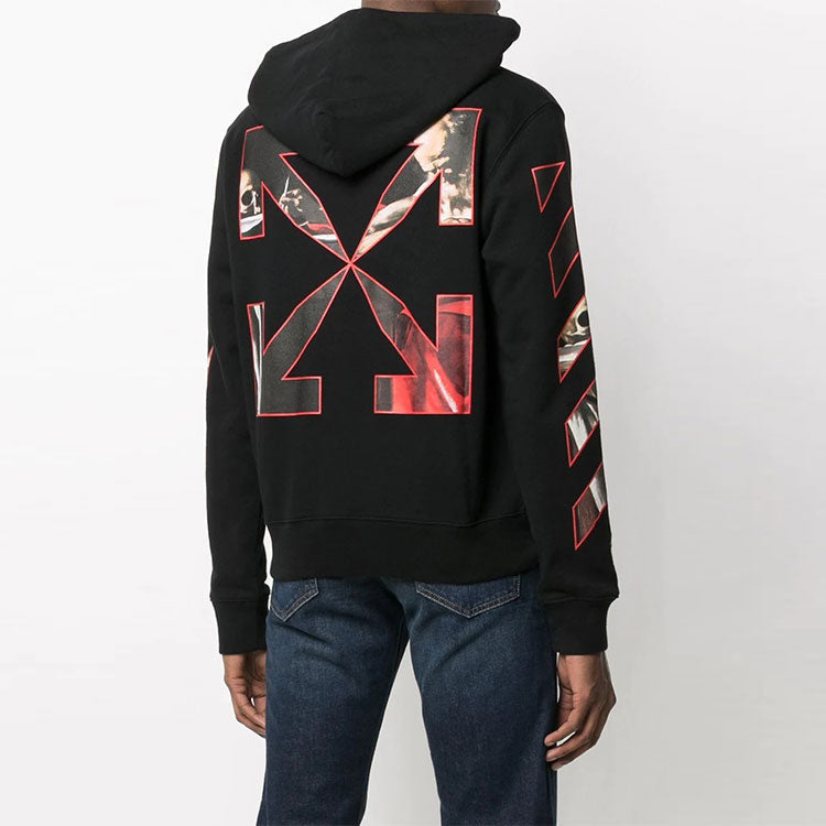 Off-White FW21 Painting Pattern Design hooded Long Sleeves Ordinary Version Black OMBB034R21FLE0041025-1