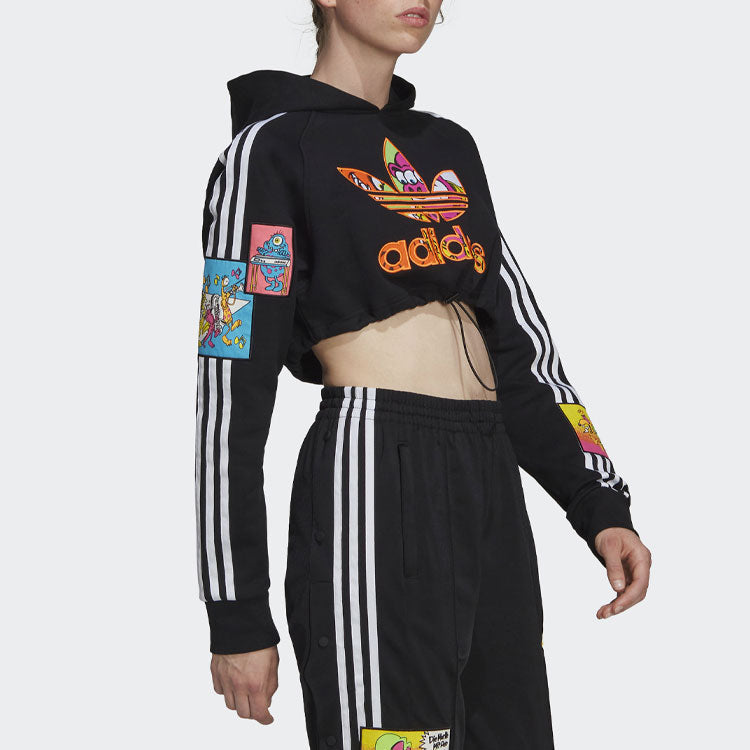 (WMNS) adidas Originals x Jeremy Scott Cropped Hoodie 'Black Red' H53361
