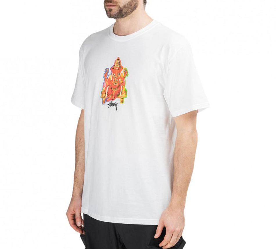 Men's Stussy Ganesh Printing Short Sleeve White 1904505