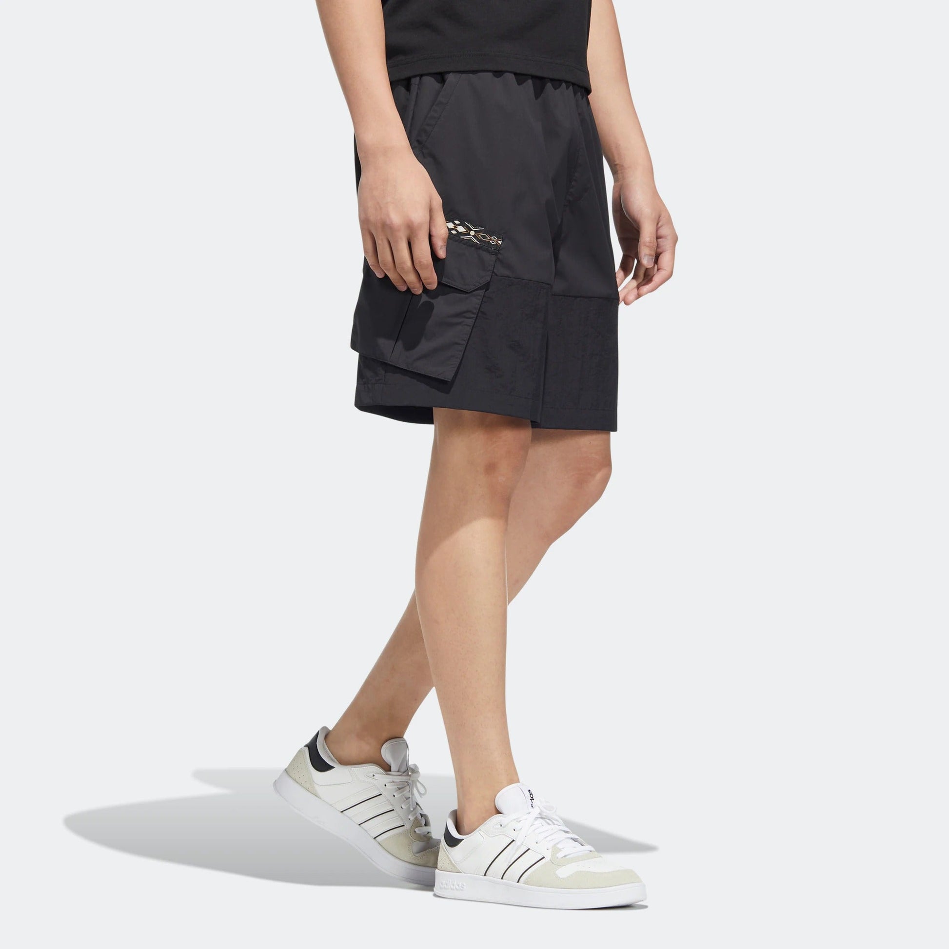 Men's adidas neo Athleisure Casual Sports Solid Color Woven Cargo Pocket Shorts Black HC9737