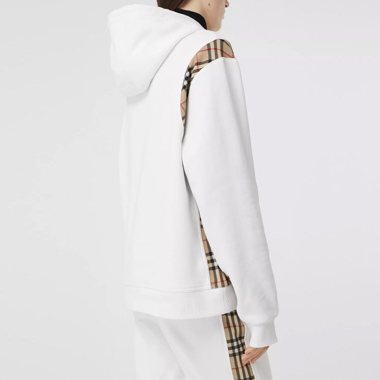 (WMNS) Burberry Plaid Loose hoodie White 80321291