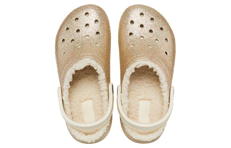 Crocs Classic Glitter Lined Clogs 'Gold White' 205842-93S