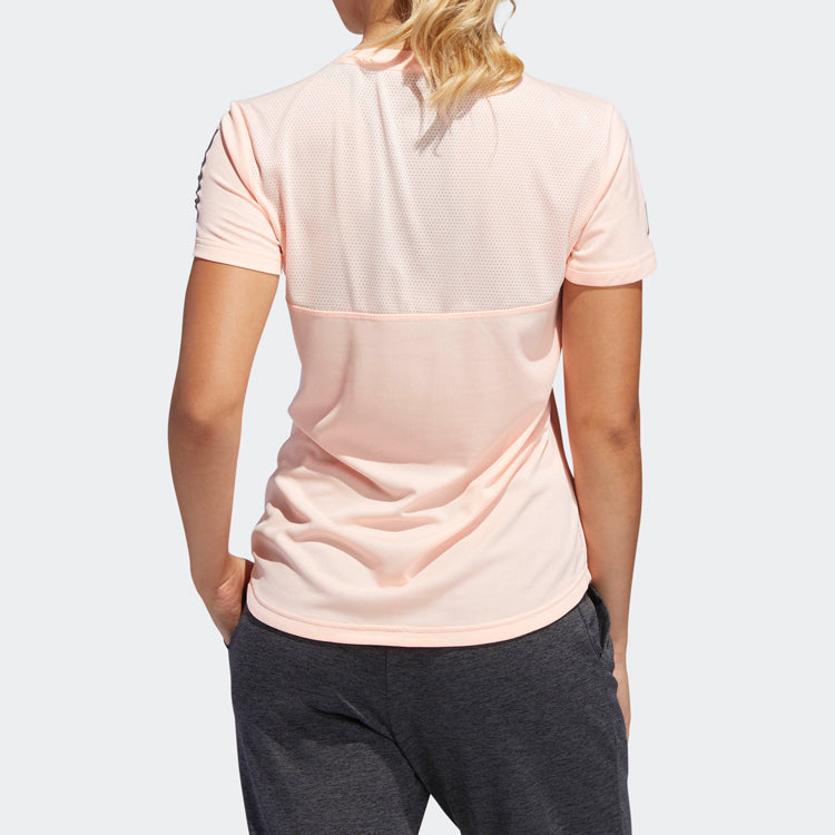 (WMNS) adidas Own The Run Sports Short Sleeve Tee 'White Pink' DX1975