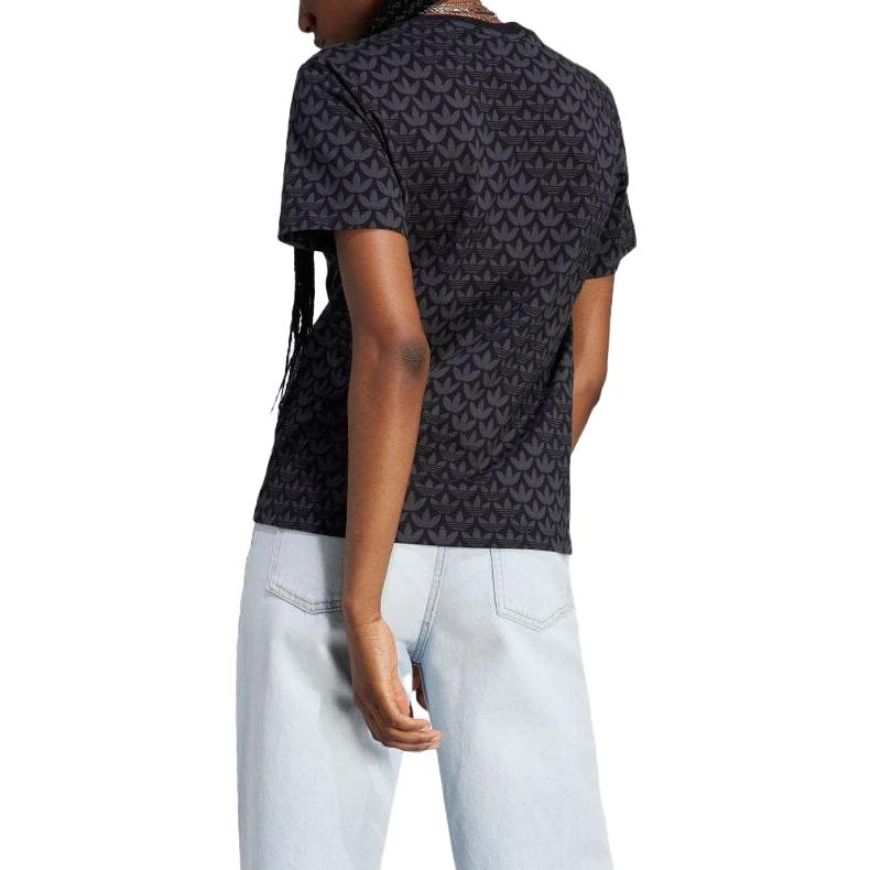 (WMNS) adidas Trefoil Monogram Tee Asia Sizing 'Black' II3180