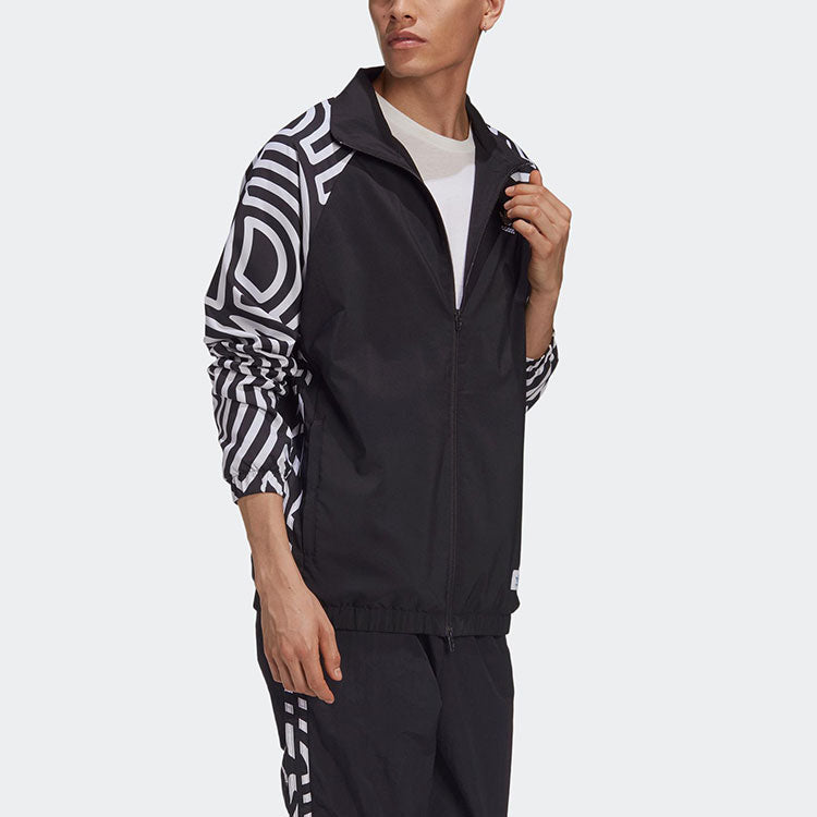 adidas originals x Takahashi Riko Crossover Stripe Stand Collar Zipper Casual Sports Jacket Black GJ6717