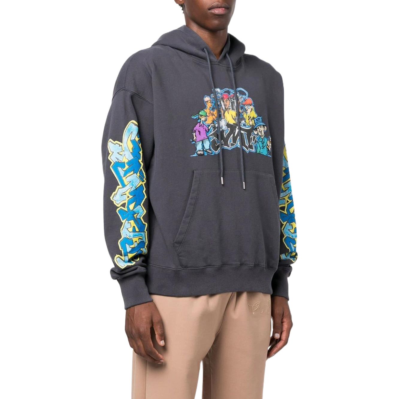 Off-White Graffiti-Print Cotton Hoodie OMBB085F22FLE0144684