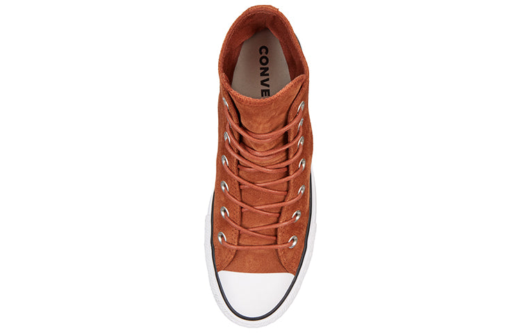 (WMNS) Converse Chuck Taylor All Star Platform Suede High Top Suede Thick Sole White Yellow 565830C