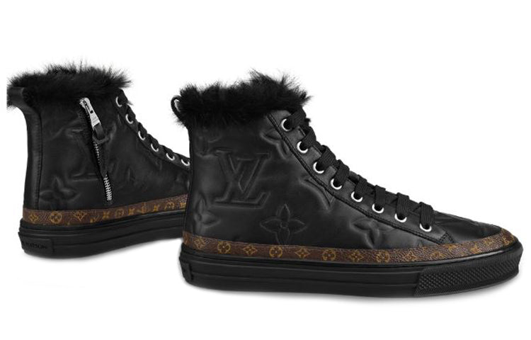 (WMNS) LOUIS VUITTON LV Stellar Fur High-Top Sports Shoes 'Black Monogram' 1A5N08