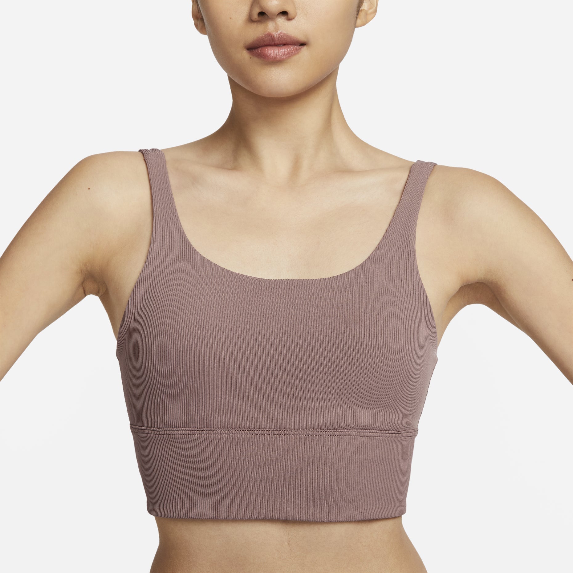 (WMNS) Nike Zenvy Rib Light-Support Padded Longline Sports Bra 'Smokey Mauve' FZ6508-208